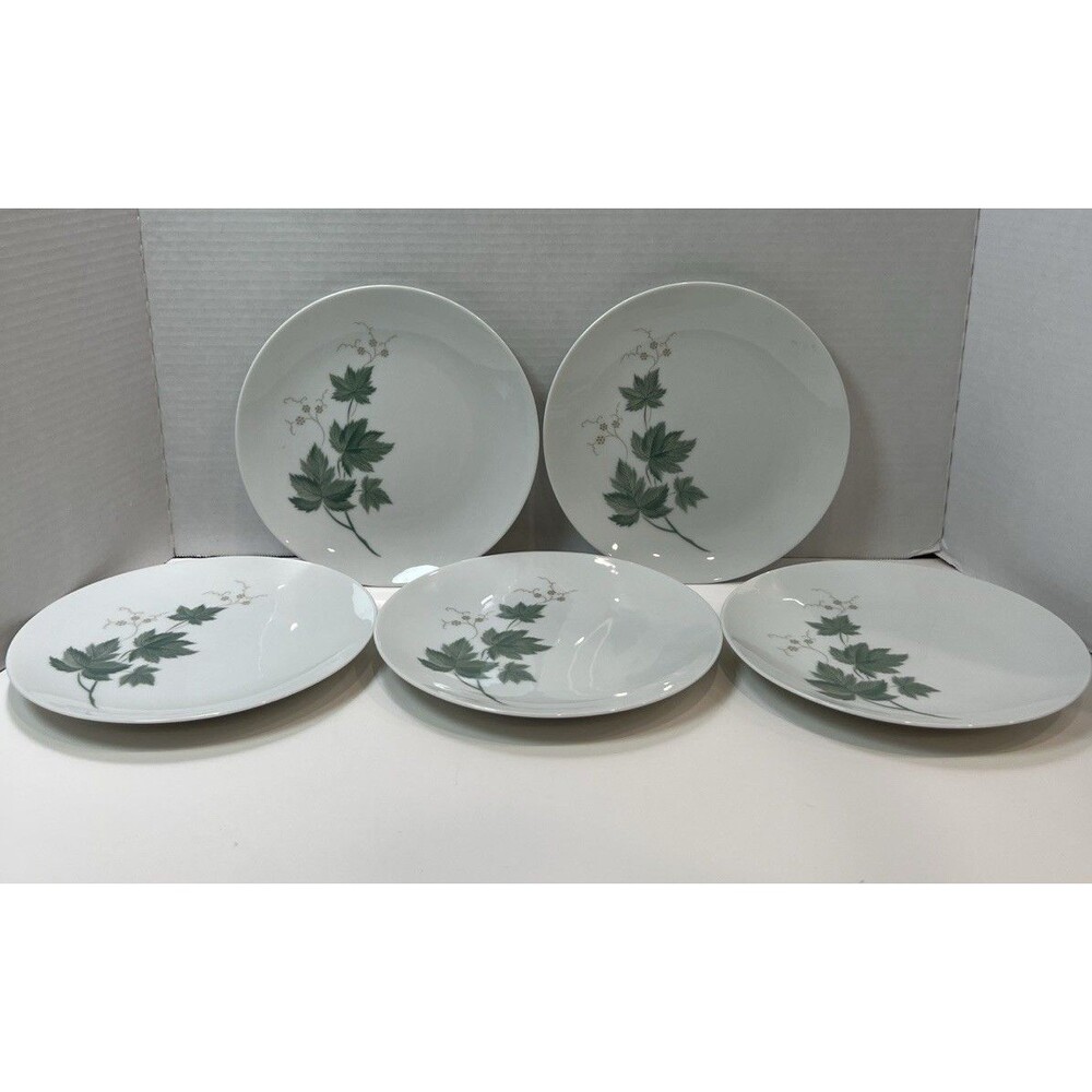 Noritake Wild Ivy 102 Set Of 5 Salad Plates Green Leaf Japan Vintage 8.25”